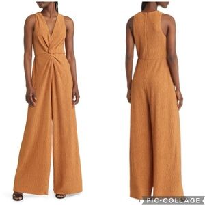 Floret Studios Plisse Pleated Twist‎ Front Jumpsuit Copper M